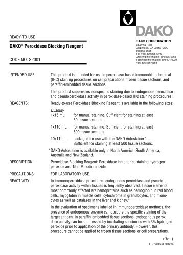 DAKOÂ® Peroxidase Blocking Reagent