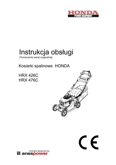 Instrukcja Obså‚Ugi Hrx476 - Honda