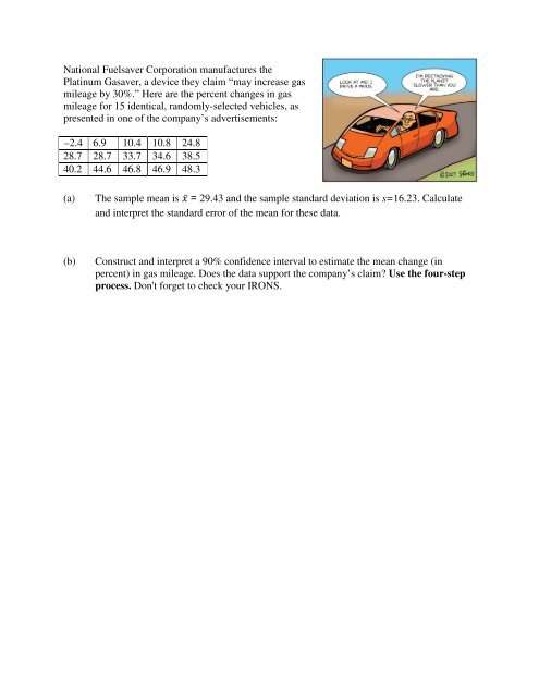 Confidence Intervals Worksheet Name