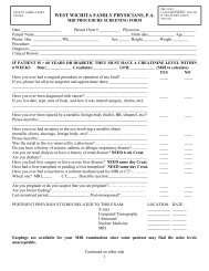 MRI Screening Form - West Wichita Family Physicians, PA