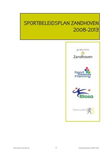 SPORTBELEIDSPLAN ZANDHOVEN 2008-2013 - Gemeente ...