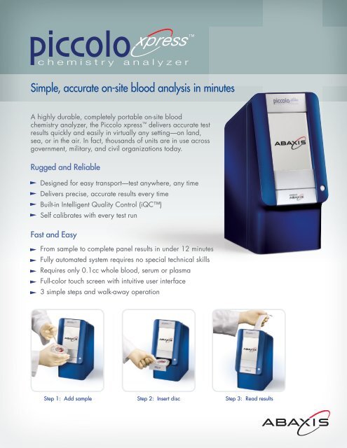 Simple, accurate on-site blood analysis in minutes - Abaxis