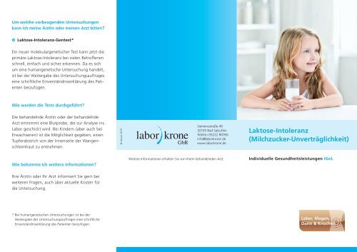 Laktose-Intoleranz (Milchzucker-UnvertrÃ¤glichkeit) - Labor Krone