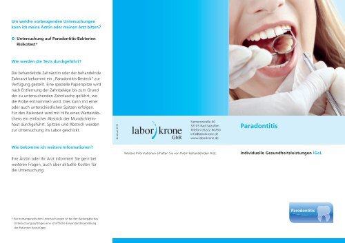 Paradontitisdiagnostik pdf - Labor Krone