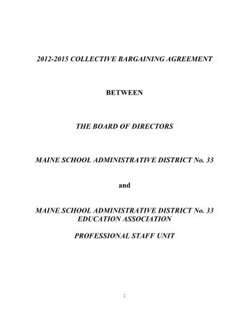 Teacher Collective Bargaining Agreement 2012-2015 - MSAD 33