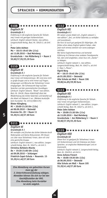 2. Semester - Volkshochschule Detmold