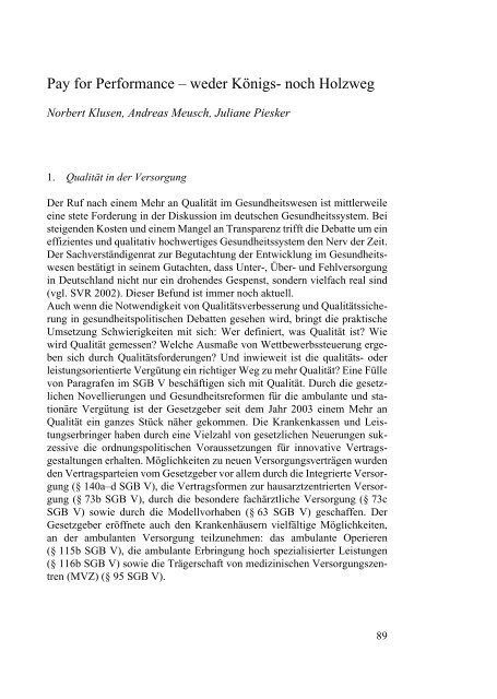 Pay for Performance â weder KÃ¶nigs- noch ... - Andreas Meusch