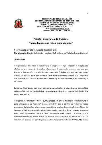 MÃ£os limpas sÃ£o mÃ£os mais seguras - Centro de VigilÃ¢ncia ...