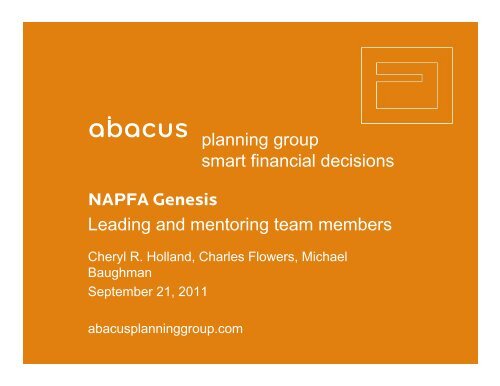 Leading and mentoring team members - Abacus Planning Group