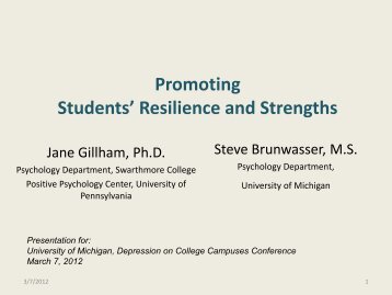 Promoting Students` Resilience and Strengths - University of ...