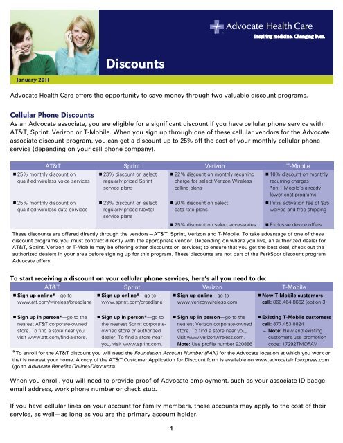Discounts Advocate Benefits Advocate Health Care