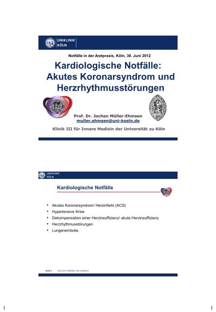 Kardiologische NotfÃ¤lle - Klinik II Innere Medizin