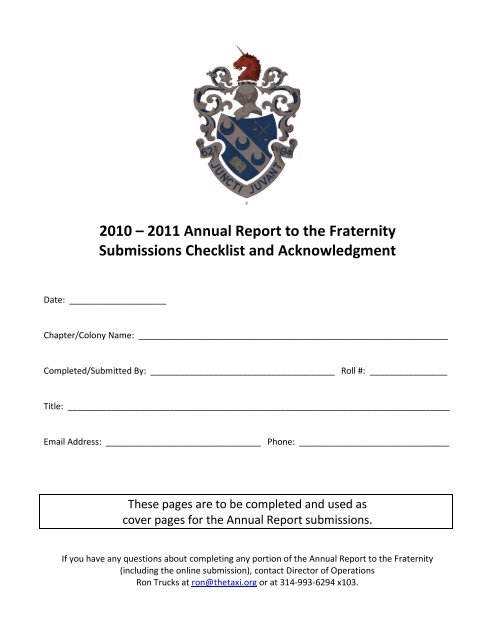 Acknowledgment Page and Submissions ... - Theta Xi Fraternity