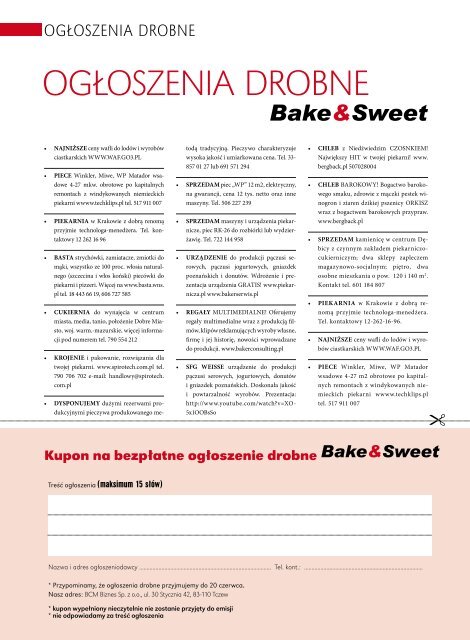 w numerze: nowe pomysÅy na promocjÄ wysokiej ... - Bake & Sweet