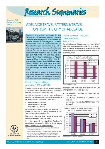 ADELAIDE TRAVEL PATTERNS - Transport SA - Sa.gov.au