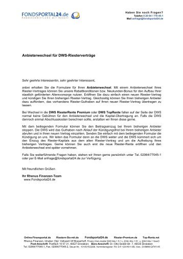 Anbieterwechsel-Paket - Fondsportal24.de