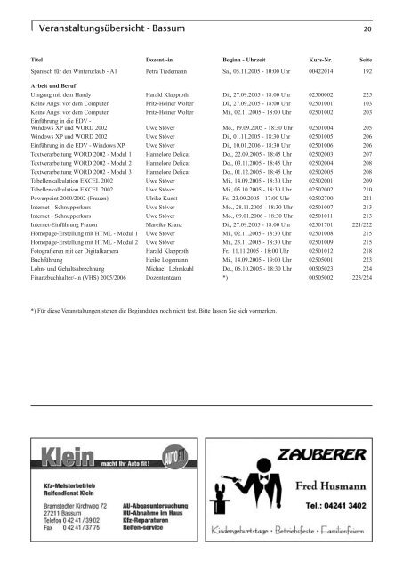 Programm Sept. 05 - Jan. 06 - VHS Diepholz