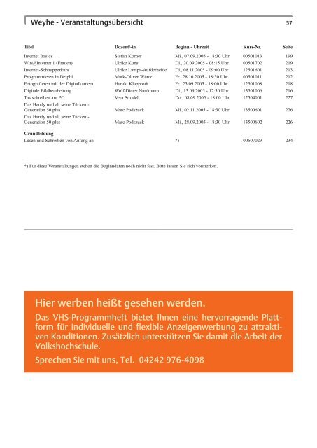 Programm Sept. 05 - Jan. 06 - VHS Diepholz