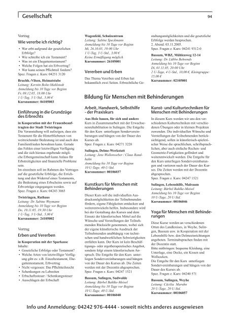 Programm Sept. 05 - Jan. 06 - VHS Diepholz