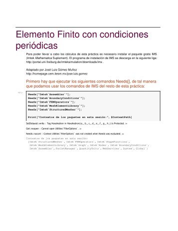 Elemento Finito con condiciones periÃ³dicas