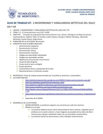 guia de trabajo 07: 2.modernismo y vanguardias artÃ­sticas ... - Inicio