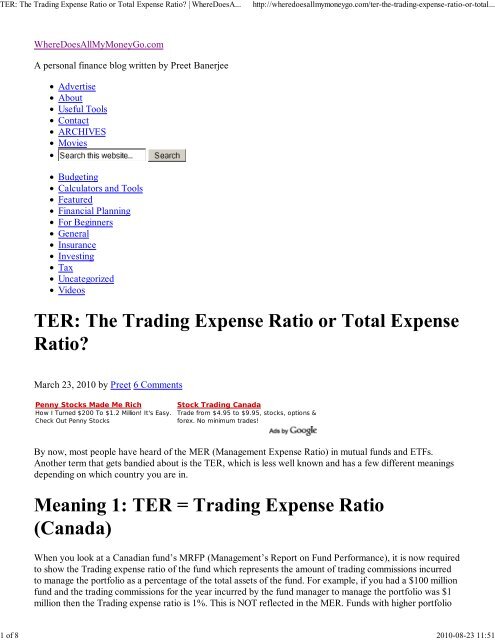 TER: The Trading Expense Ra... - InvestisseurAutonome