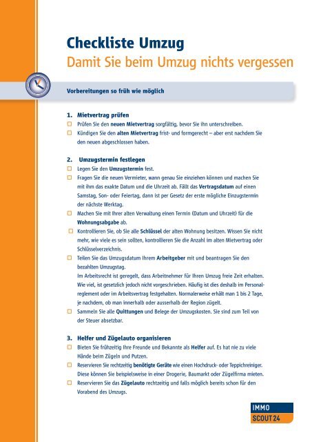 Checkliste Umzug Scout24