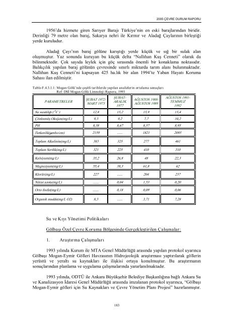 ankara il çevre durum raporu - çevresel etki değerlendirme ...