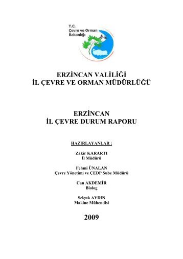 Erzincan 2009 ÇDR - İl Çevre Durum Raporları