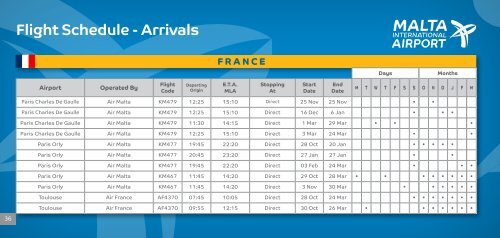 Flight Timetable - Winter Schedule - Malta International Airport