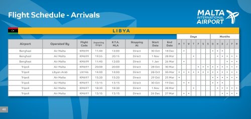 Flight Timetable - Winter Schedule - Malta International Airport