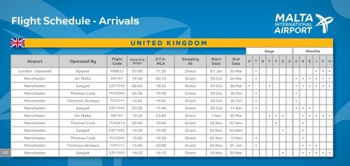 Flight Timetable - Winter Schedule - Malta International Airport