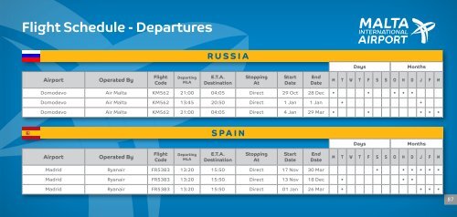 Flight Timetable - Winter Schedule - Malta International Airport