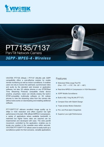 Vivotek PT7137 User Manual - Network Webcams