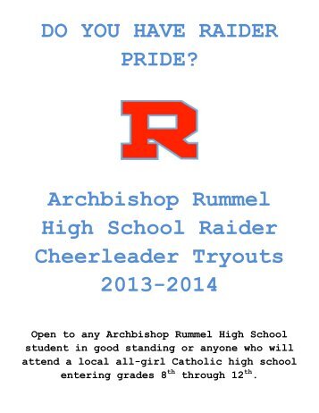 Raider Cheerleader Tryouts - Archbishop Rummel High School