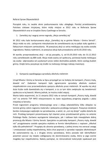 podsumowanie Referatu Spraw Obywatelskich - UrzÄd Miasta i ...