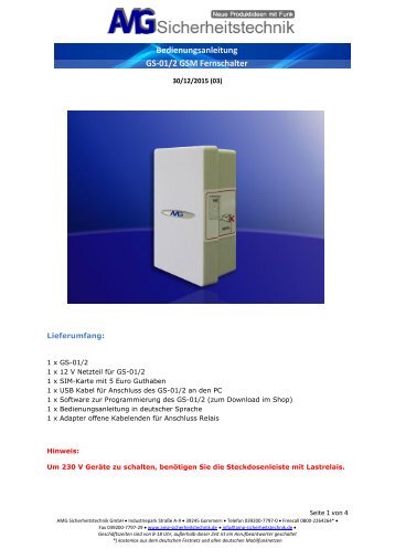 GS-01/2 GSM Fernschalter