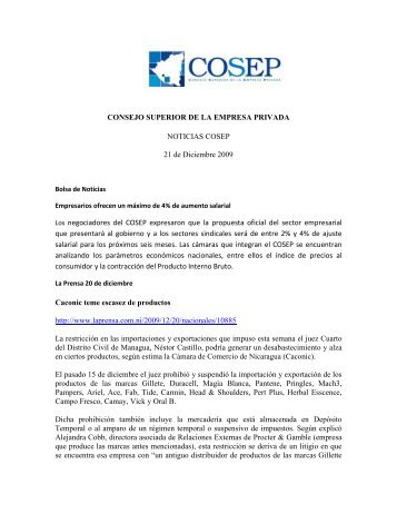 CONSEJO SUPERIOR DE LA EMPRESA PRIVADA ... - Cosep