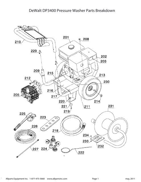 DeWalt DP3400 Pressure Washer Parts Breakdown - Allparts ...