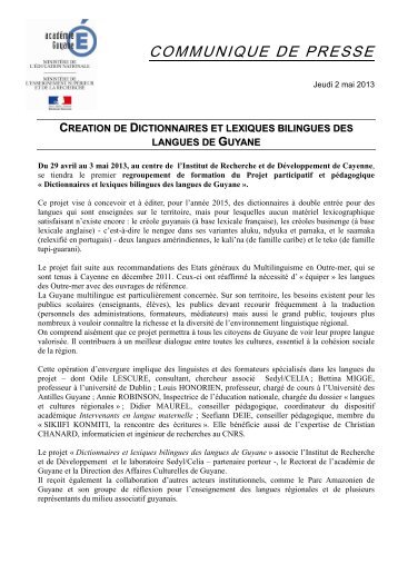 CommuniquÃ© de presse > CrÃ©ation de dictionnaires et lexiques ...