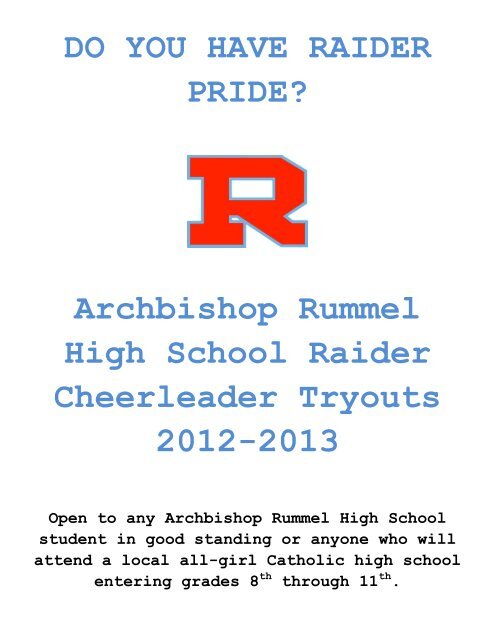 DO YOU HAVE RAIDER PRIDE? Archbishop Rummel High School ...