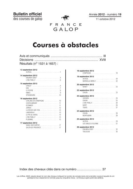 Courses Ã obstacles - France Galop