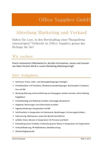 Stellenbeschreibung Marketing - wordpress.hak-ste... - HAK Steyr