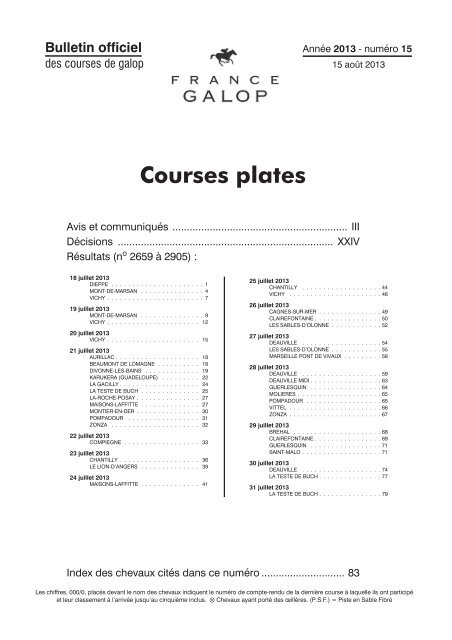 Courses plates - France Galop