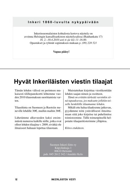 InkerilÃ¤isten Viesti - Suomen Inkeri-liitto ry