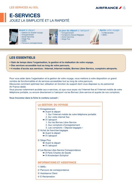 E-SERVICES - AIR FRANCE et de KLM