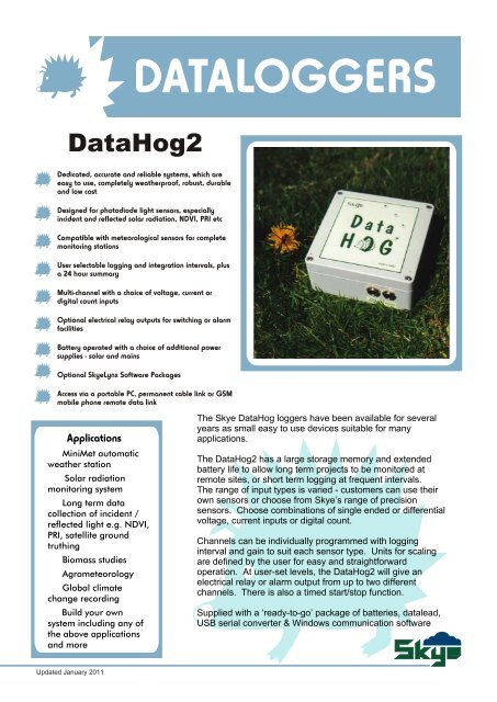 Skye Instruments DataHog2 logger for NDVI - Skye Instruments
