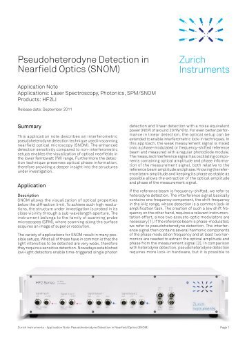 Pseudoheterodyne Detection in Nearfield Optics - Zurich Instruments