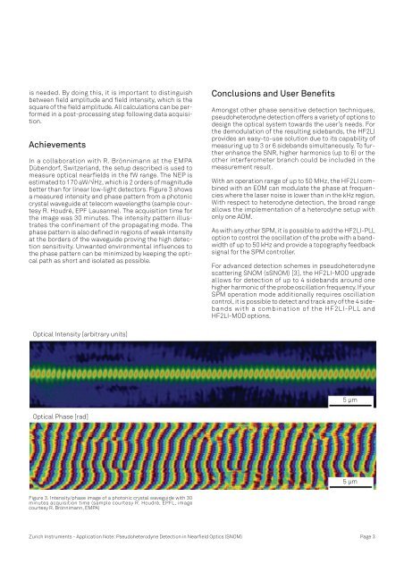 Pseudoheterodyne Detection in Nearfield Optics - Zurich Instruments