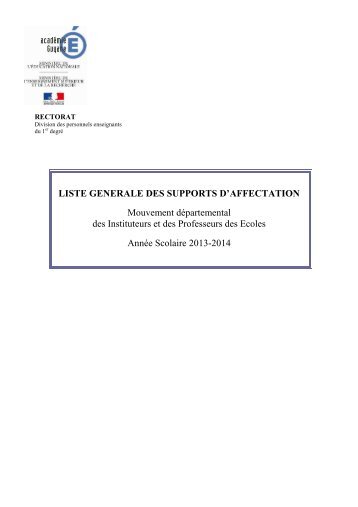 liste generale des supports d'affectation - AcadÃ©mie de Guyane